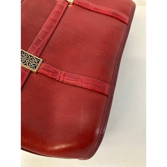 BRIGHTON SMALL RED SMOOTH LEATHER ANIMAL PRINT SHOULDR BAG - Picture 14 of 16